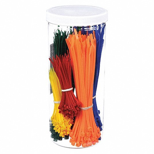 KVM Tools KV40J770 3.9" & 7.9" L Assorted Color Cable Tie Kit PK 500 - KVM Tools Inc.KV40J770