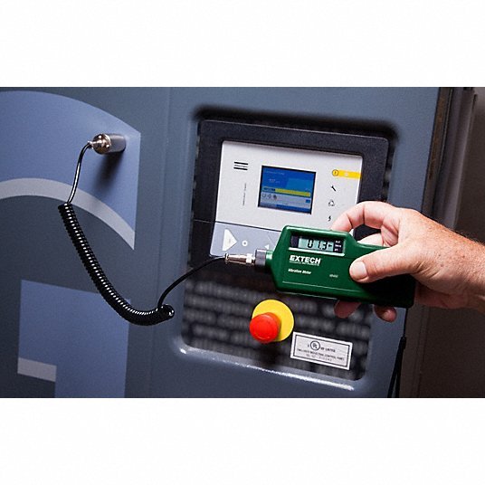 Extech VB450 Vibration Meter, 9VBattery, LCD, 10to1500Hz