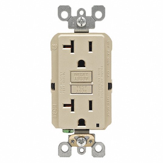 Leviton GFNT2-I GFI Receptacle Decorator Duplex, 5-20R, 20 A, 125V AC, Ivory, 2 Poles, Screw Terminals, Std Resist PK10 - KVM Tools Inc.KV792UG0