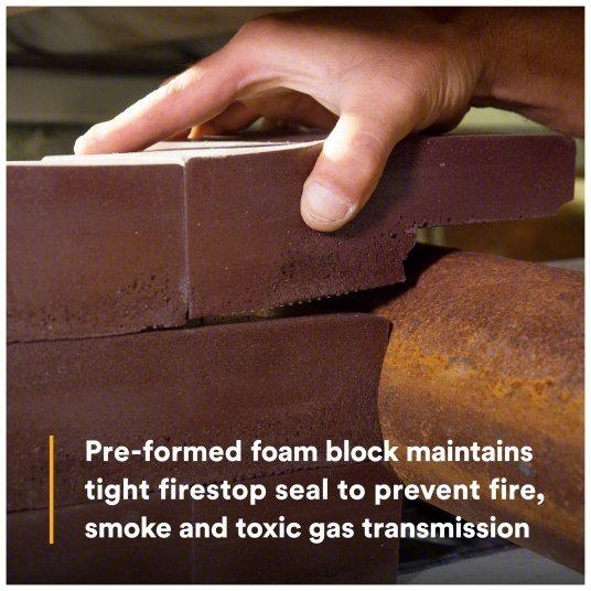 3M B258 Firestop Block, 8 in Overall Lg, 5.12 in Overall Wd, Block, 2 ...