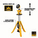 Dewalt DCL079R1 Cordless Tripod Light 20V MAX, Battery Included, 3,000 lm Max., 3 Modes, 88 in Max. Ht - KVM Tools Inc.KV423K72