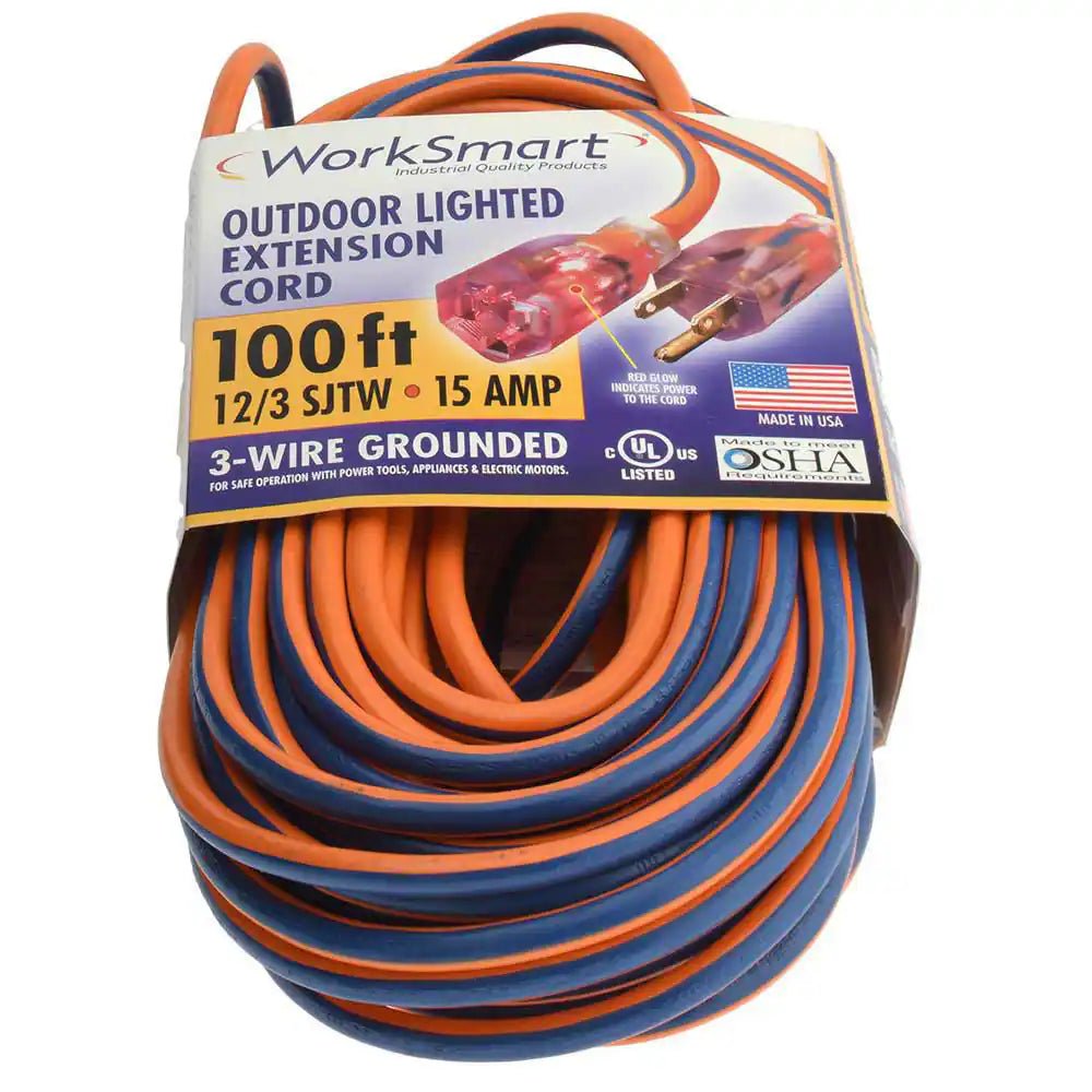 KVM Tools PS-AZB0050 100', 12/3 Gauge/Conductors, Orange/Blue Outdoor Extension Cord - KVM Tools Inc.KV43402403