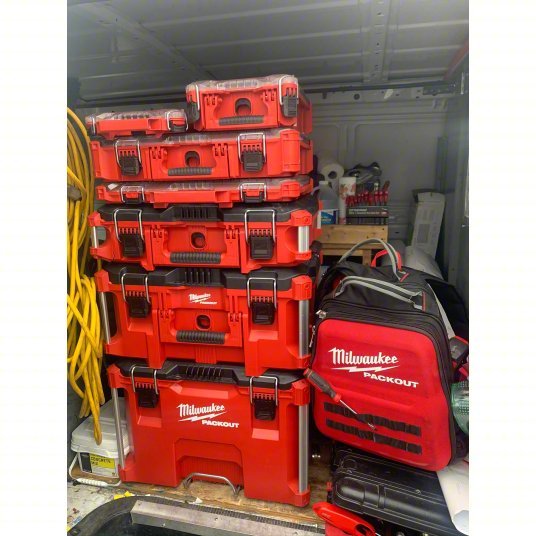 Milwaukee 48-22-8435 Tool Case 9 7/8 in Wd, 15 1/4 in Dp, 4 5/8 in Ht, Plastic, 5 Compartments, Red - KVM Tools Inc.KV488A60