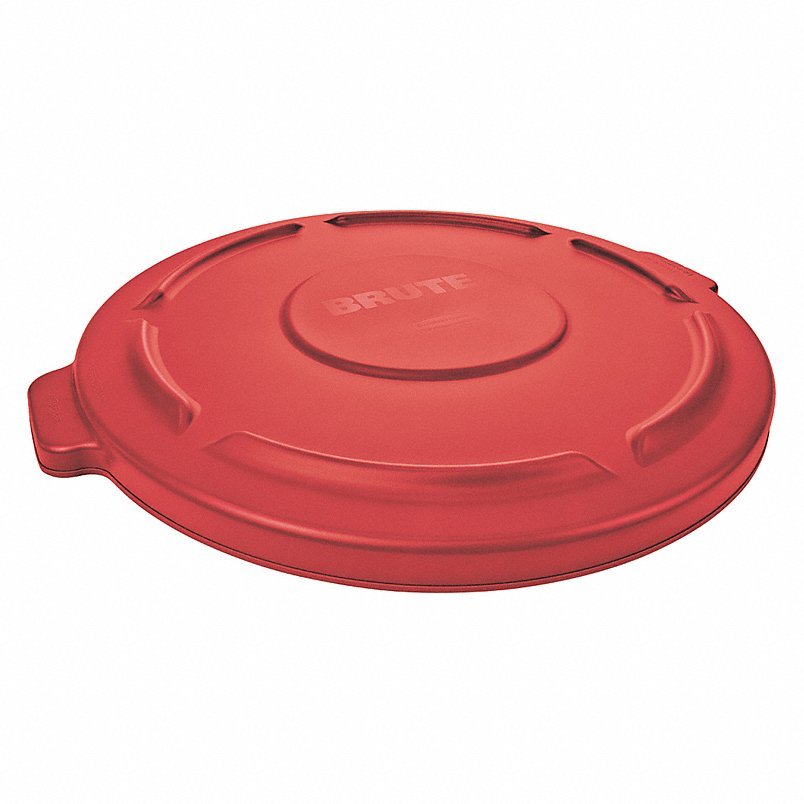 Rubbermaid FG261960RED Trash Can Top: BRUTE(R), Round, Flat, For 20 gal ...