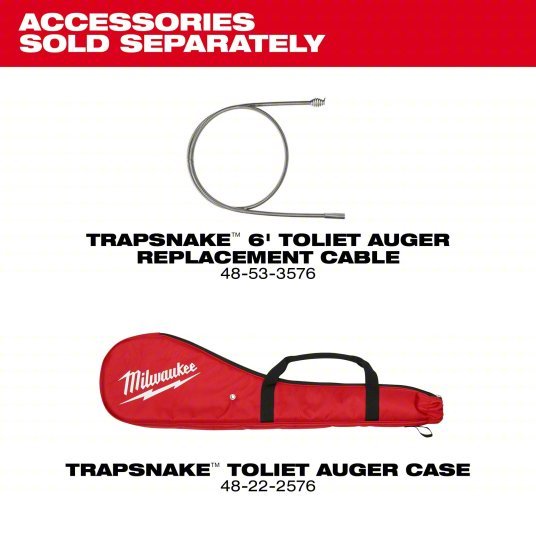 Milwaukee 49-16-3576 Toilet Auger 6 ft Cable Lg, 1/2 in Cable Dia, Bulb Head, For Toilets Fixture Type - KVM Tools Inc.KV801NJ1