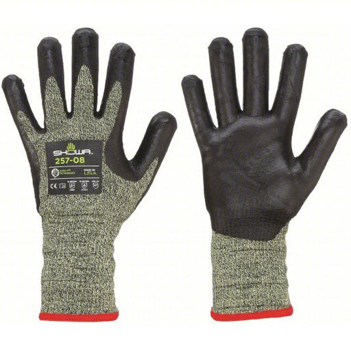 Showa 257 Coated Gloves 2XL (10), ANSI Cut Level A7, Palm, Dipped, Foam Nitrile, Smooth, 1 PR - KVM Tools Inc.KV497D48