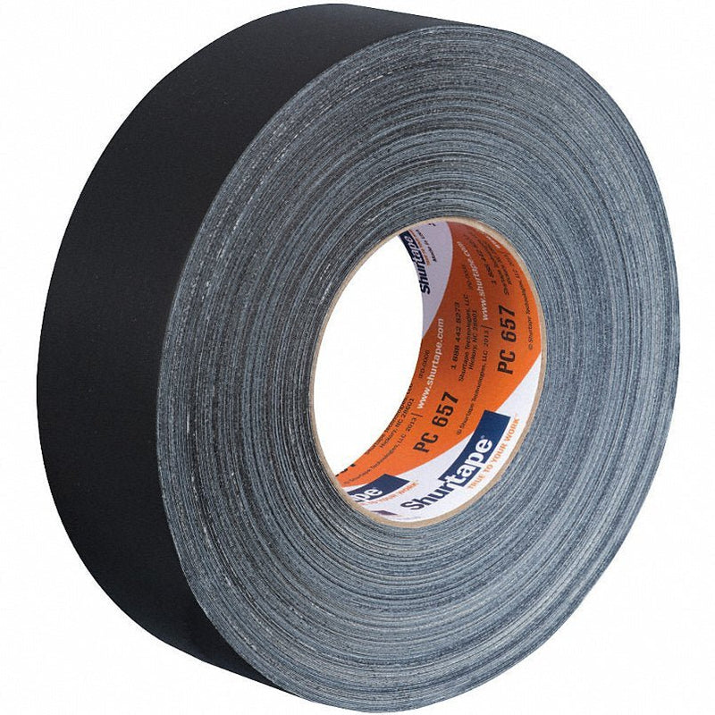 Shurtape PC 657 BLK-48mm x 55m-24 rls/cs Duct Tape, 55m L, Adhesion 104 oz/in, Black - KVM Tools Inc.KV49JR16