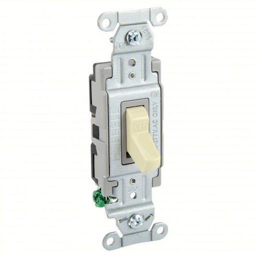 Hubbell CSB120I Wall Switch Toggle Switch, Single Pole, Ivory, 20 A, Screw Terminals - KVM Tools Inc.KV49YL39