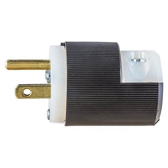 Hubbell HBL5266C Straight Blade Plug, Male, NEMA 5-15P, 15 A, 125V AC, 2 Poles, 3 Blades, Black/White - KVM Tools Inc.KV4A250