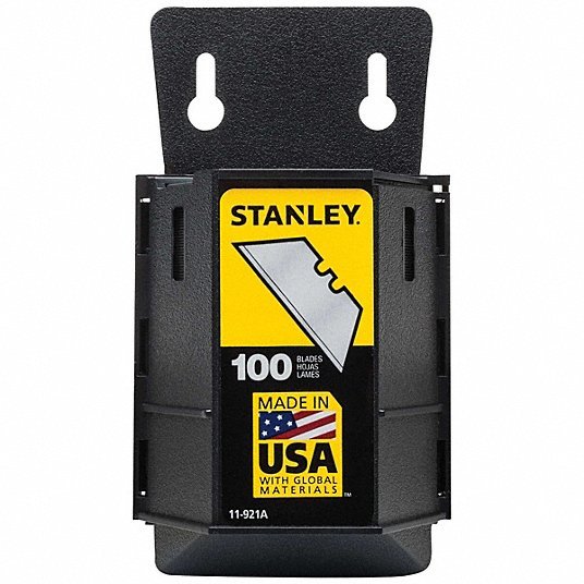 Stanley 11-921A 2-7/16 in. x 3/4 in. x 0.03125 in. Steel 2-Point Utility Blade (100-Pack) - KVM Tools Inc.KV4A805