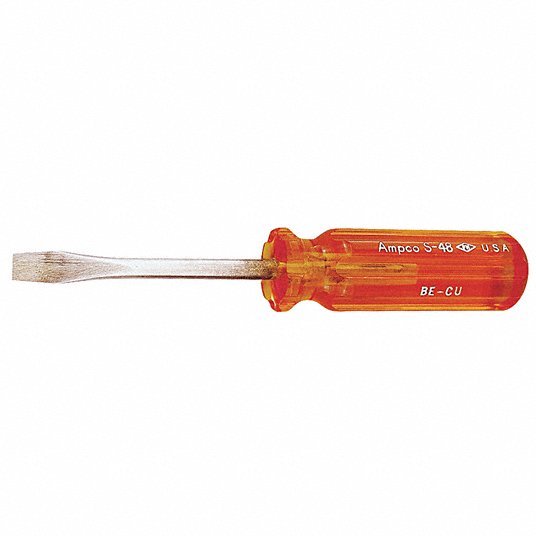 Ampco S-48 Non-Sparking Slotted Screwdriver 5/16 in Round - KVM Tools Inc.KV4CZ94