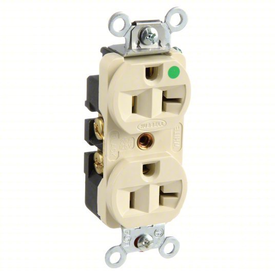 Hubbell HBL8300HI Receptacle 5-20R, 20 A, 125V AC, Ivory, 2 Poles - KVM Tools Inc.KV4D058