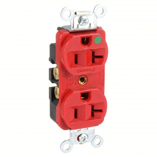Hubbell HBL8300HRED Receptacle 5-20R, 20 A, 125V AC, Red, 2 Poles - KVM Tools Inc.KV4D059