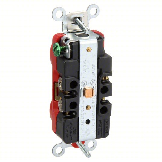 Hubbell HBL8300HRED Receptacle 5-20R, 20 A, 125V AC, Red, 2 Poles - KVM Tools Inc.KV4D059