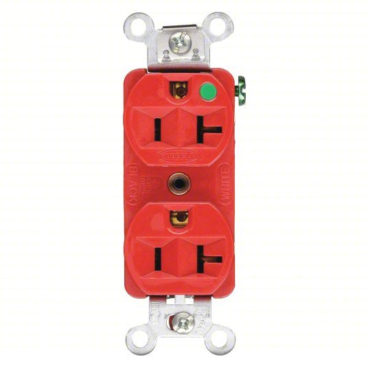 Hubbell HBL8300HRED Receptacle 5-20R, 20 A, 125V AC, Red, 2 Poles - KVM Tools Inc.KV4D059