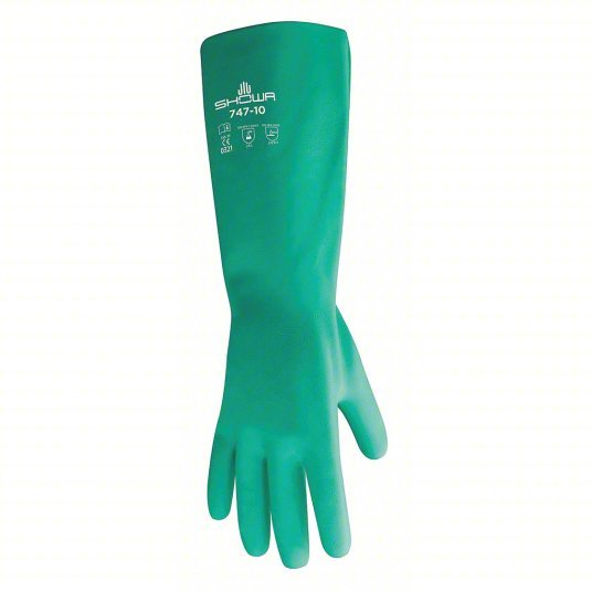 Showa 747-10 19" Chemical Resistant Gloves, Nitrile, 10, 1 PR - KVM Tools Inc.KV4JF22