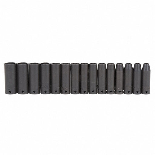 Proto J74217 1/2" Drive Thin Wall Impact Socket Set, Metric, 15 pcs - KVM Tools Inc.KV4PKA7