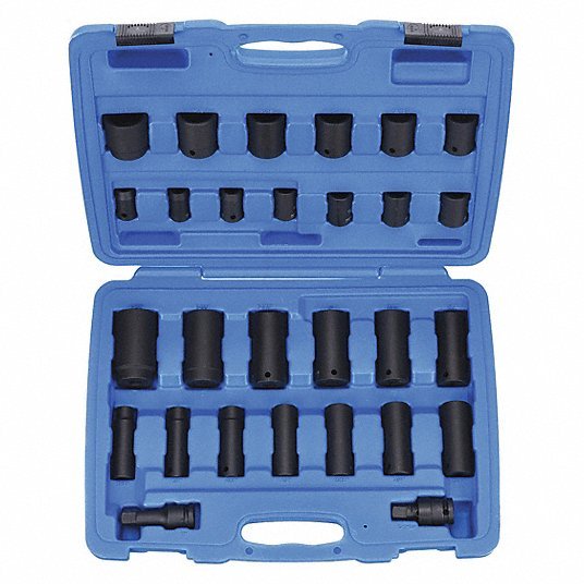 KVM Tools KV4PRG8 Impact Socket Set, 1/2 in Drive Size, Black Oxide, 28-Piece - KVM Tools Inc.KV4PRG8