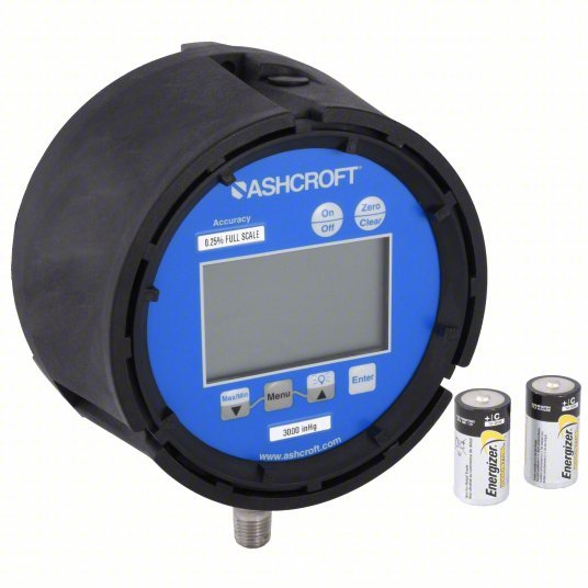 Ashcroft 452074SD02L30BL Digital Pressure Gauge, 0 to 30 psi, 1/4 in MNPT, Plastic, Black - KVM Tools Inc.KV4TA31