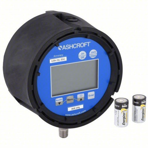 Ashcroft 452074SD02L30BL Digital Pressure Gauge, 0 to 30 psi, 1/4 in MNPT, Plastic, Black - KVM Tools Inc.KV4TA31