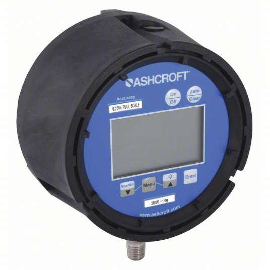 Ashcroft 452074SD02L3000BL Digital Pressure Gauge, 0 to 3000 psi, 1/4 in MNPT, Plastic, Black - KVM Tools Inc.KV4TA36
