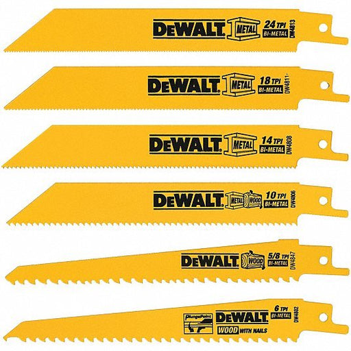 Dewalt DW4856 6 Piece Bi-Metal Reciprocating Saw Blade Set - KVM Tools Inc.KV4TF86