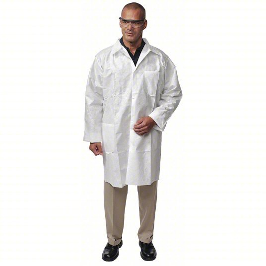 Kimberly-Clark 10019 Disposable Lab Coat SMMMS, Mandarin Collar, Snaps Closure, 2 Pockets, Open Cuff, M - KVM Tools Inc.KV4WXY3