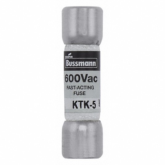 Bussmann KTK-5 Fuse, Fast Acting, 5A, KTK Series, 600V AC, Not Rated, 1-1/2" L x 13/32" dia - KVM Tools Inc.KV4XC40