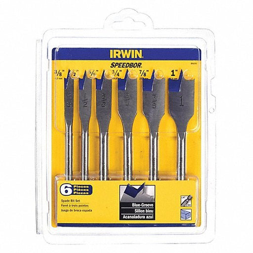 Irwin 88886 Spade Drill Bit Set 6 in Overall Lg, Bright (Uncoated), 1/4 in Shank Hex Size, 6 Drill Bits - KVM Tools Inc.KV4XL03