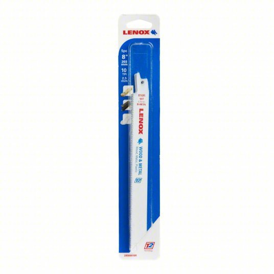 Lenox 20580810R Reciprocating Saw Blade 10 Teeth per Inch, 8 in Blade Lg, 3/4 in Ht, 0.035 in Cut Wd, 5 PK - KVM Tools Inc.KV4XL18
