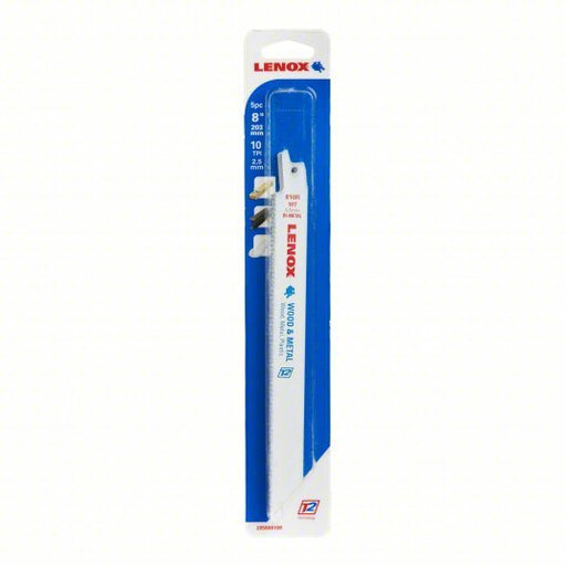 Lenox 20580810R Reciprocating Saw Blade 10 Teeth per Inch, 8 in Blade Lg, 3/4 in Ht, 0.035 in Cut Wd, 5 PK - KVM Tools Inc.KV4XL18