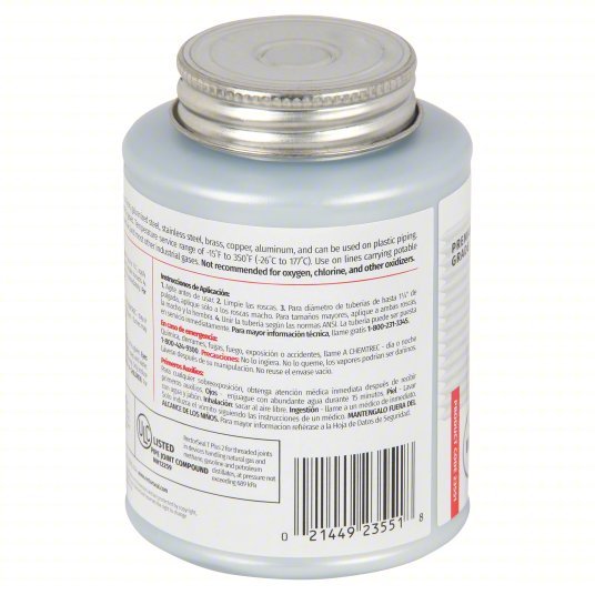 Rectorseal 23551 Pipe Thread Sealant T Plus 2, 9.6 fl oz, Brush-Top Can, White - KVM Tools Inc.KV4YRW6
