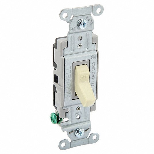 Hubbell CSB120BI Wall Switch, 20A, Ivory, Toggle, 120/277VAC - KVM Tools Inc.KV52HF06