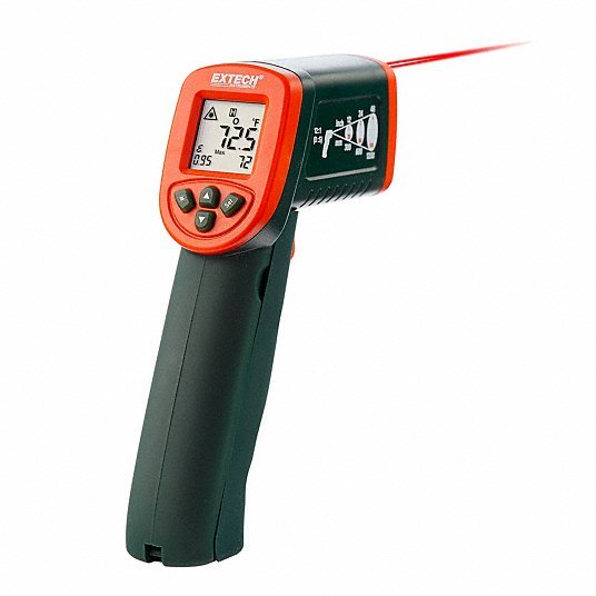 Extech IR267 Infrared Thermometer, Backlit LCD, -58 Degrees to 1112 Degrees F, Single Dot Laser Sighting - KVM Tools Inc.KV49282635