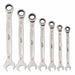 Milwaukee 48-22-9406 Ratcheting Combination Wrench Set, SAE, 3/8 in to 3/4 in Head Sizes, 12 Points, 7-Piece - KVM Tools Inc.KV55MN29