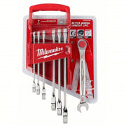 Milwaukee 48-22-9406 Ratcheting Combination Wrench Set, SAE, 3/8 in to 3/4 in Head Sizes, 12 Points, 7-Piece - KVM Tools Inc.KV55MN29
