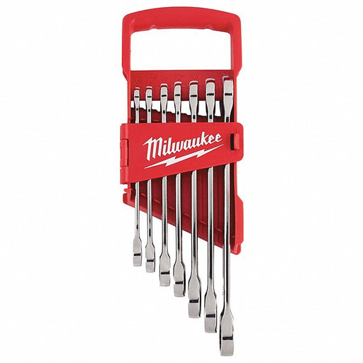 Milwaukee 48-22-9406 Ratcheting Combination Wrench Set, SAE, 3/8 in to 3/4 in Head Sizes, 12 Points, 7-Piece - KVM Tools Inc.KV55MN29