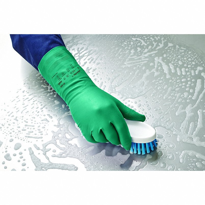 Alphatec 37-300 Chemical Resistant Gloves 0.2 mm Glove Thick, 310 mm Glove Lg, 9 Glove Size, Green, 1 PR - KVM Tools Inc.