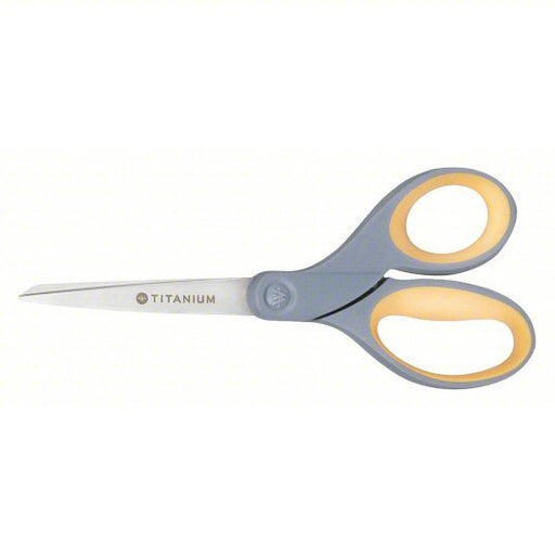 Ability One 5110-01-629-6575 Scissors Ambidextrous, 8 in Overall Lg, Straight, Titanium Bonded, Pointed, Yellow - KVM Tools Inc.KV56LN55