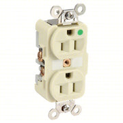 Hubbell HBL8200I Receptacle Duplex, 5-15R, 15 A, 125V AC, Ivory, 2 Poles, Hospital Grade Fed. Spec., Screw Terminals - KVM Tools Inc.KV5A078