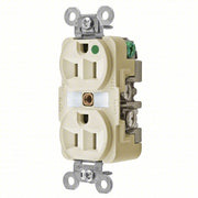 Hubbell HBL8200I Receptacle Duplex, 5-15R, 15 A, 125V AC, Ivory, 2 Poles, Hospital Grade Fed. Spec., Screw Terminals - KVM Tools Inc.KV5A078