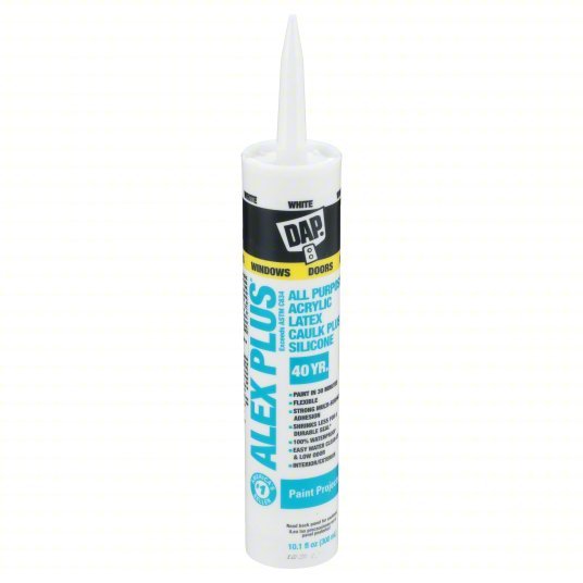 DAP 18152 Silicone Caulk Alex Plus, White, 10 oz Container Size, Cartridge - KVM Tools Inc.KV5A466