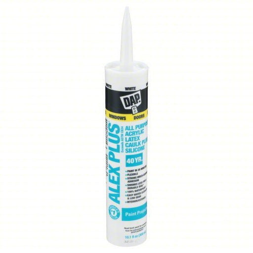 DAP 18152 Silicone Caulk Alex Plus, White, 10 oz Container Size, Cartridge - KVM Tools Inc.KV5A466