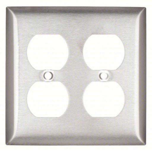 Hubbell SS82 Duplex Receptacle Wall Plate Duplex Outlet, Stainless Steel, Silver, 2 Outlet Openings - KVM Tools Inc.KV5C229