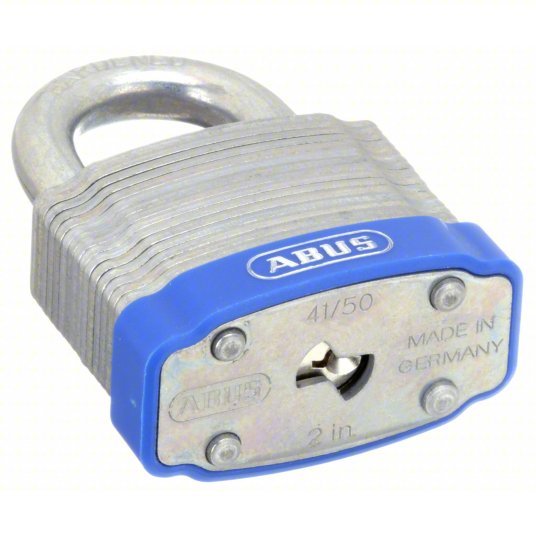 Abus 41/50 KD Keyed Padlock, Open, Square Recycled Steel Body, Hardened Steel Shackle, 15/16 in W - KVM Tools Inc.KV5JKR4