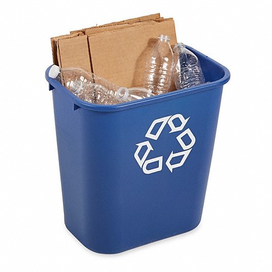Rubbermaid FG295673BLUE Recycling Wastebasket Container, 7 gal Capacity, 10 1/2 in W, 15 in H, 14 1/2 in D, Plastic, Blue - KVM Tools Inc.KV5M785