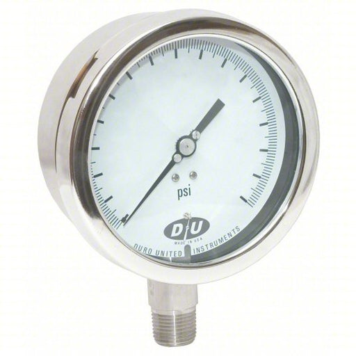 Duro 4207-0333-CERT Pressure Gauge, 0 to 30 psi, 1/2 in MNPT, Stainless Steel, Silver - KVM Tools Inc.KV5RPK3