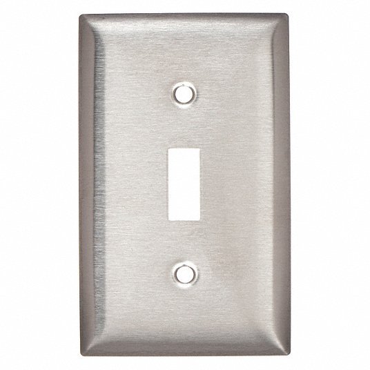 Hubbell SS1 Toggle Switch Wall Plates, Number of Gangs: 1 Stainless Steel, Brushed Finish, Silver - KVM Tools Inc.KV5Z994