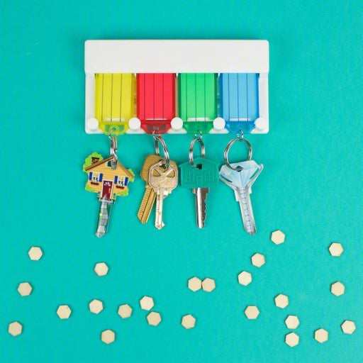 Lucky Line 60540 Key Tag Rack, 1/2 in Ht, 5 in Wd, Blue/Green/Red and Yellow - KVM Tools Inc.KV20KR33