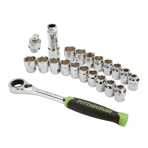 Pittsburgh 62305 SAE and Metric Go-Thru Socket Set, 21-Piece - KVM Tools Inc.KVHF62305